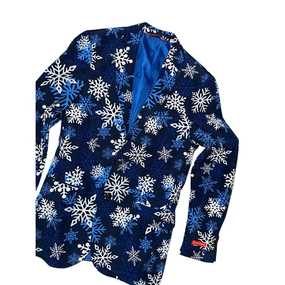Sz‎ 36 Shinesty Stay Weird & Shine On Men's Blue 2 Buttons Snowflakes Sport Coat